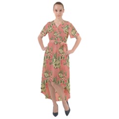 Retro 1880s Flowers Pattern 12 Front Wrap High Low Dress