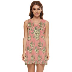 Retro 1880s Flowers Pattern 12 Tiered Sleeveless Mini Dress