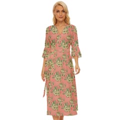 Retro 1880s Flowers Pattern 12 Midsummer Wrap Dress