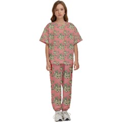 Retro 1880s Flowers Pattern 12 Kids  T-shirt And Pants Sports Set by patterns123