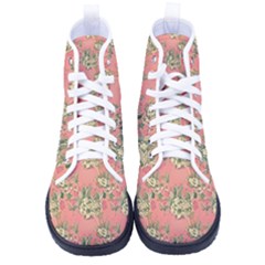 Retro 1880s Flowers Pattern 12 Kid s High-top Canvas Sneakers by violetheavensky