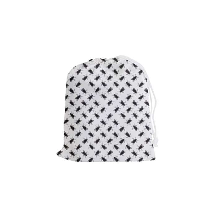 Fly Phot Motif Seamless Black And White Pattern Drawstring Pouch (Small)