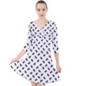 Fly Phot Motif Seamless Black And White Pattern Quarter Sleeve Front Wrap Dress View1