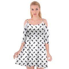 Fly Phot Motif Seamless Black And White Pattern Cutout Spaghetti Strap Chiffon Dress by dflcprintsclothing