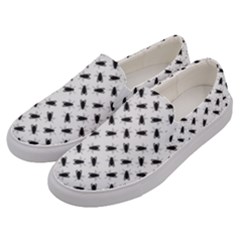 Fly Phot Motif Seamless Black And White Pattern Men s Canvas Slip Ons