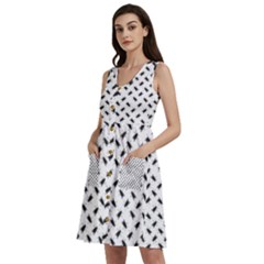 Fly Phot Motif Seamless Black And White Pattern Sleeveless Dress With Pocket by dflcprintsclothing