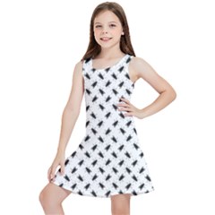 Fly Phot Motif Seamless Black And White Pattern Kids  Lightweight Sleeveless Dress by dflcprintsclothing