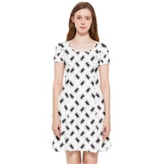 Fly Phot Motif Seamless Black And White Pattern Inside Out Cap Sleeve Dress by dflcprintsclothing