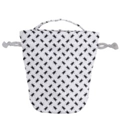 Fly Phot Motif Seamless Black And White Pattern Drawstring Bucket Bag