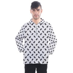 Fly Phot Motif Seamless Black And White Pattern Men s Half Zip Pullover