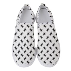 Fly Phot Motif Seamless Black And White Pattern Women s Slip On Sneakers