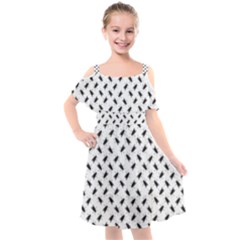 Fly Phot Motif Seamless Black And White Pattern Kids  Cut Out Shoulders Chiffon Dress