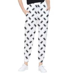 Fly Phot Motif Seamless Black And White Pattern Women s Tapered Pants