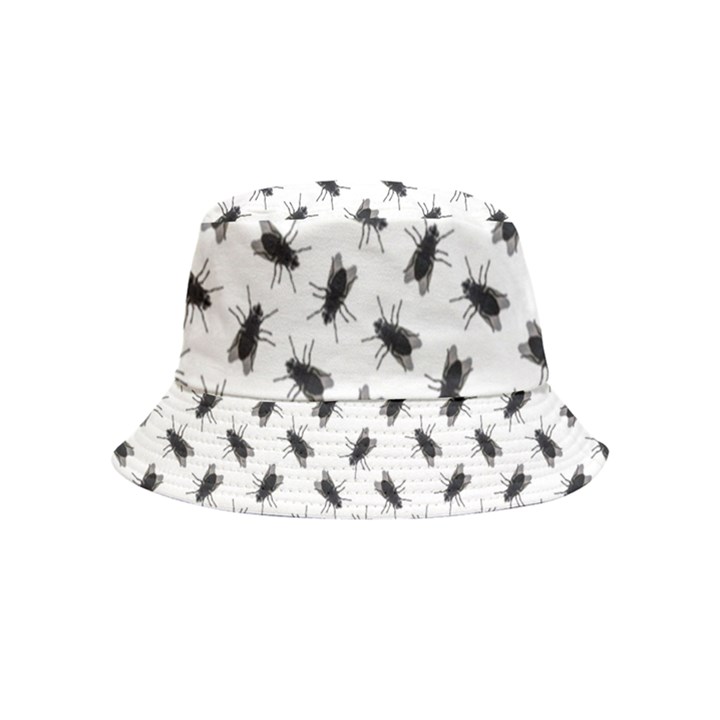 Fly Phot Motif Seamless Black And White Pattern Inside Out Bucket Hat (Kids)