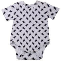 Fly Phot Motif Seamless Black And White Pattern Baby Short Sleeve Bodysuit