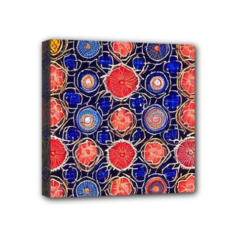 Retro Geometric Shapes And Flowers 3 Mini Canvas 4  X 4  (stretched)