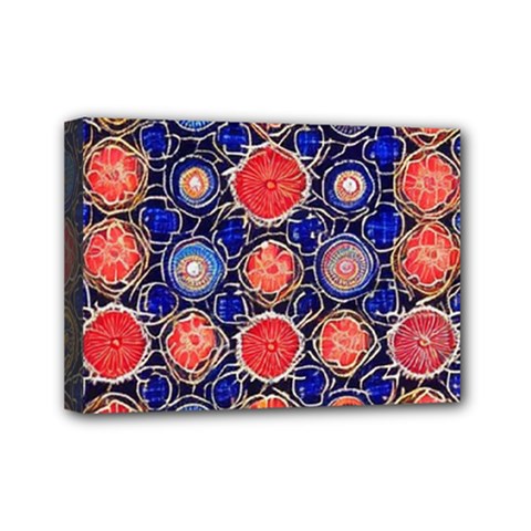 Retro Geometric Shapes And Flowers 3 Mini Canvas 7  X 5  (stretched)