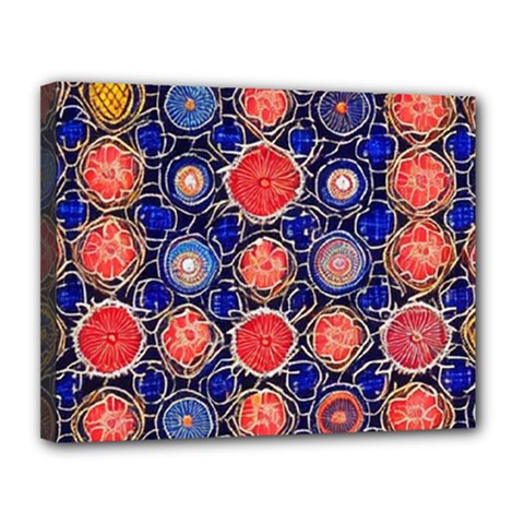 Retro Geometric Shapes And Flowers 3 Canvas 14  X 11  (stretched) by violetheavensky