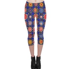 Retro Geometric Shapes And Flowers 3 Capri Leggings  by violetheavensky