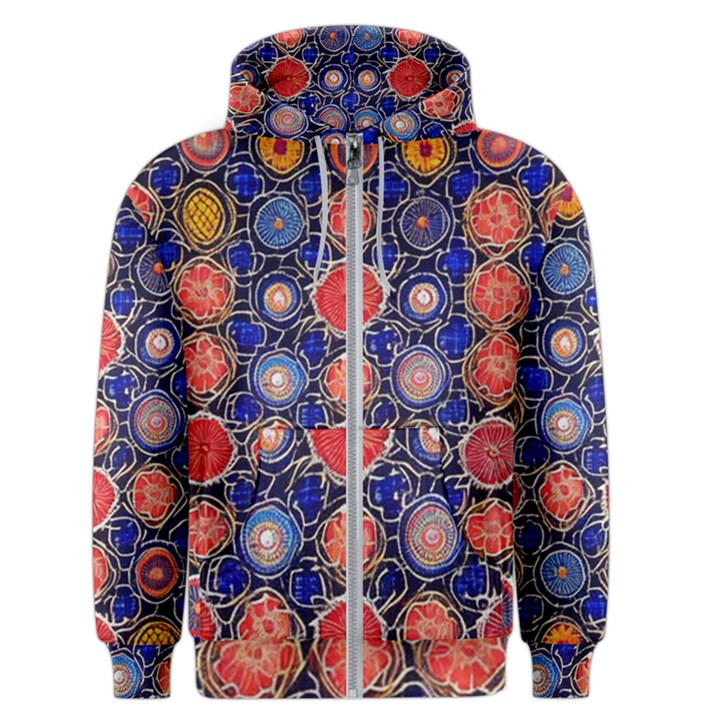 Retro Geometric Shapes And Flowers 3 Men s Zipper Hoodie