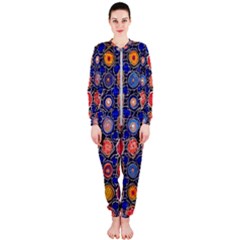 Retro Geometric Shapes And Flowers 3 Onepiece Jumpsuit (ladies)