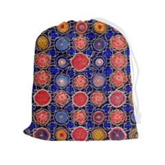 Retro Geometric Shapes And Flowers 3 Drawstring Pouch (2xl)