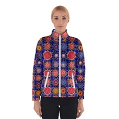 Retro Geometric Shapes And Flowers 3 Women s Bomber Jacket