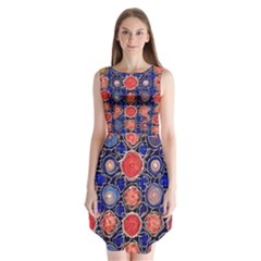 Retro Geometric Shapes And Flowers 3 Sleeveless Chiffon Dress  