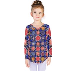 Retro Geometric Shapes And Flowers 3 Kids  Long Sleeve T-shirt