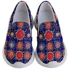 Retro Geometric Shapes And Flowers 3 Kids Lightweight Slip Ons