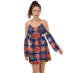 Retro Geometric Shapes And Flowers 3 Boho Dress