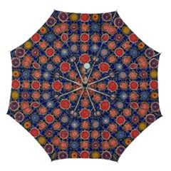 Retro Geometric Shapes And Flowers 3 Automatic Folding Umbrella With Case (medium) by violetheavensky