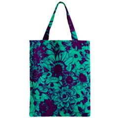 Mid Century Retro Floral 1970s 1960s Pattern 101 Zipper Classic Tote Bag