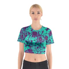 Mid Century Retro Floral 1970s 1960s Pattern 101 Cotton Crop Top