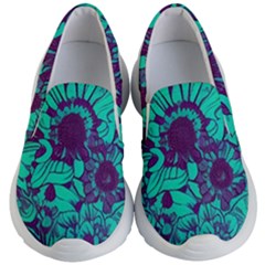 Mid Century Retro Floral 1970s 1960s Pattern 101 Kids Lightweight Slip Ons