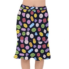 Ecstasy Pills Pattern Short Mermaid Skirt