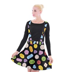 Ecstasy Pills Pattern Suspender Skater Skirt