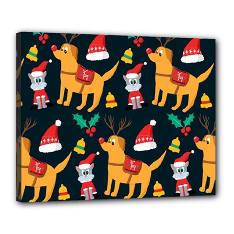 Funny Christmas Pattern Background Canvas 20  X 16  (stretched)