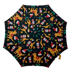 Funny Christmas Pattern Background Hook Handle Umbrellas (large)