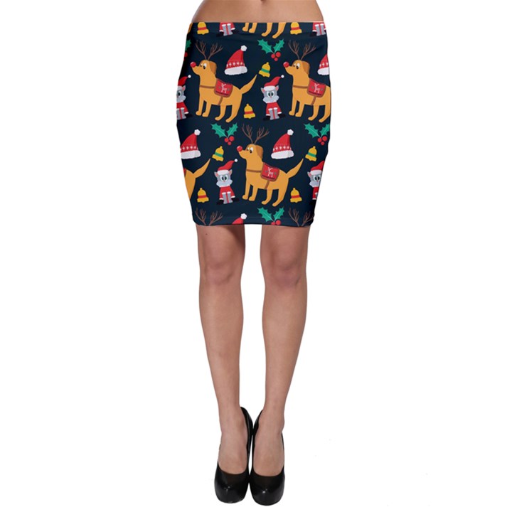 Funny Christmas Pattern Background Bodycon Skirt