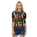 Funny Christmas Pattern Background Quarter Sleeve Raglan T-Shirt View1