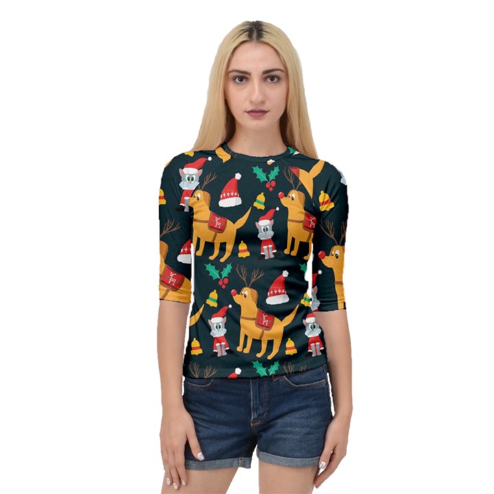 Funny Christmas Pattern Background Quarter Sleeve Raglan T-Shirt