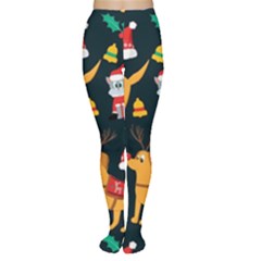 Funny Christmas Pattern Background Tights