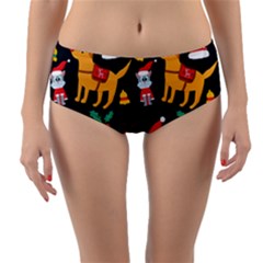 Funny Christmas Pattern Background Reversible Mid-waist Bikini Bottoms