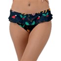 Funny Christmas Pattern Background Frill Bikini Bottoms View1