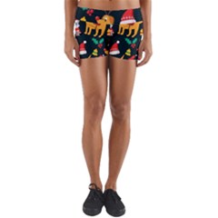 Funny Christmas Pattern Background Yoga Shorts