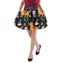 Funny Christmas Pattern Background A-Line Pocket Skirt View1