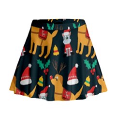 Funny Christmas Pattern Background Mini Flare Skirt