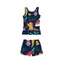 Funny Christmas Pattern Background Kids  Boyleg Swimsuit View2