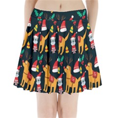 Funny Christmas Pattern Background Pleated Mini Skirt